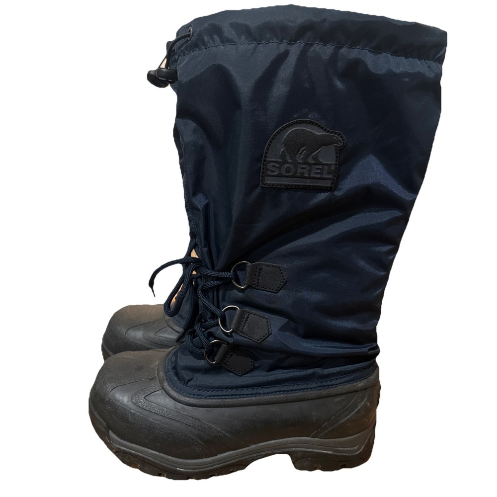 Sorel Women's Snowlion Winter Boots In Navy Blue And Black Size 8 Snowgear
